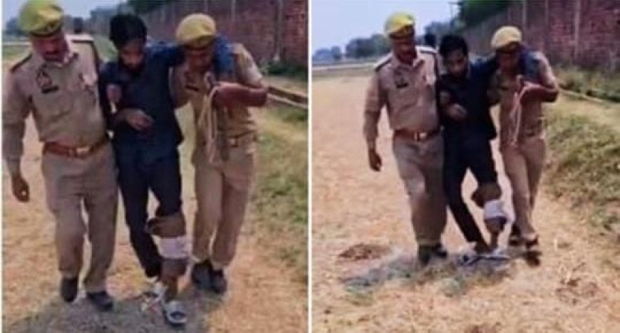 भदोही में एनकाउंटर: दुष्कर्म का आरोपी गिरफ्तार, दो पुलिसकर्मी लाइन हाजिर