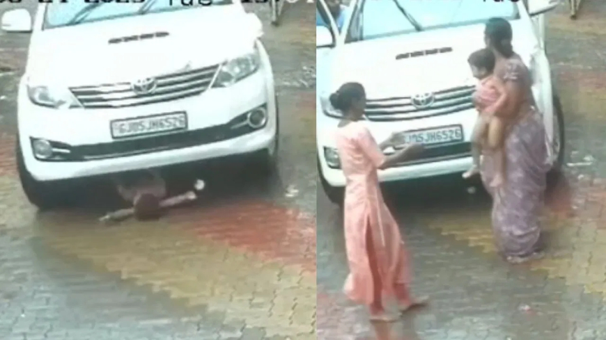 नवसारी: SUV के नीचे आया 3 साल का बच्चा चमत्कारिक रूप से सुरक्षित बचा, CCTV वायरल