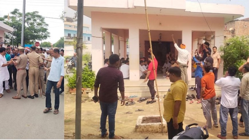 Varanasi News : मंदिर के रास्ते पर दीवार को लेकर बढ़ा विवाद, बजरंग दल का विरोध प्रदर्शन, भारी पुलिस बल तैनात